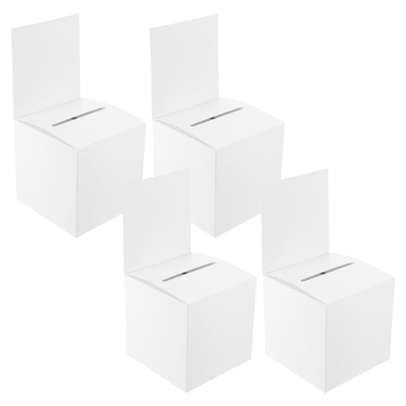 ELAYARD 4Pcs White Paper Raffle Ticket Box Reusable Storage Case for Office and Gatherings