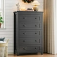 thumbnail image 2 of FANRAL 5 Drawers Tall Dresser for Bedroom,Wood Tall Dresser Modern Chest of Drawers,Closet Clothes Organizer Storage Cabinet,Black Dresser, 2 of 7