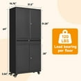 thumbnail image 3 of STANI Armoires de Rangement de Garage en Métal avec Tiroir, Armoire Roulante à Verrouillage d'Outils avec 2 Tablettes Ajustables pour Garage, Salle Utilitaire, Bureau à Domicile (Noir, 4 Roues-72 H), 3 of 7