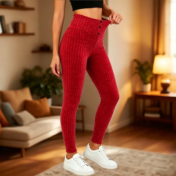 JOANKDMI High Waisted Ribbed Leggings for Women with Button Detail Tummy Control Seamless Yoga Pants Slim Fit Stretchy Workout Athletic Tights for Gym Activewear