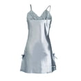 thumbnail image 2 of Vestido de pijama de pijama con ribete de encaje satinado sexy para mujer Encaje gris XXL, 2 of 6