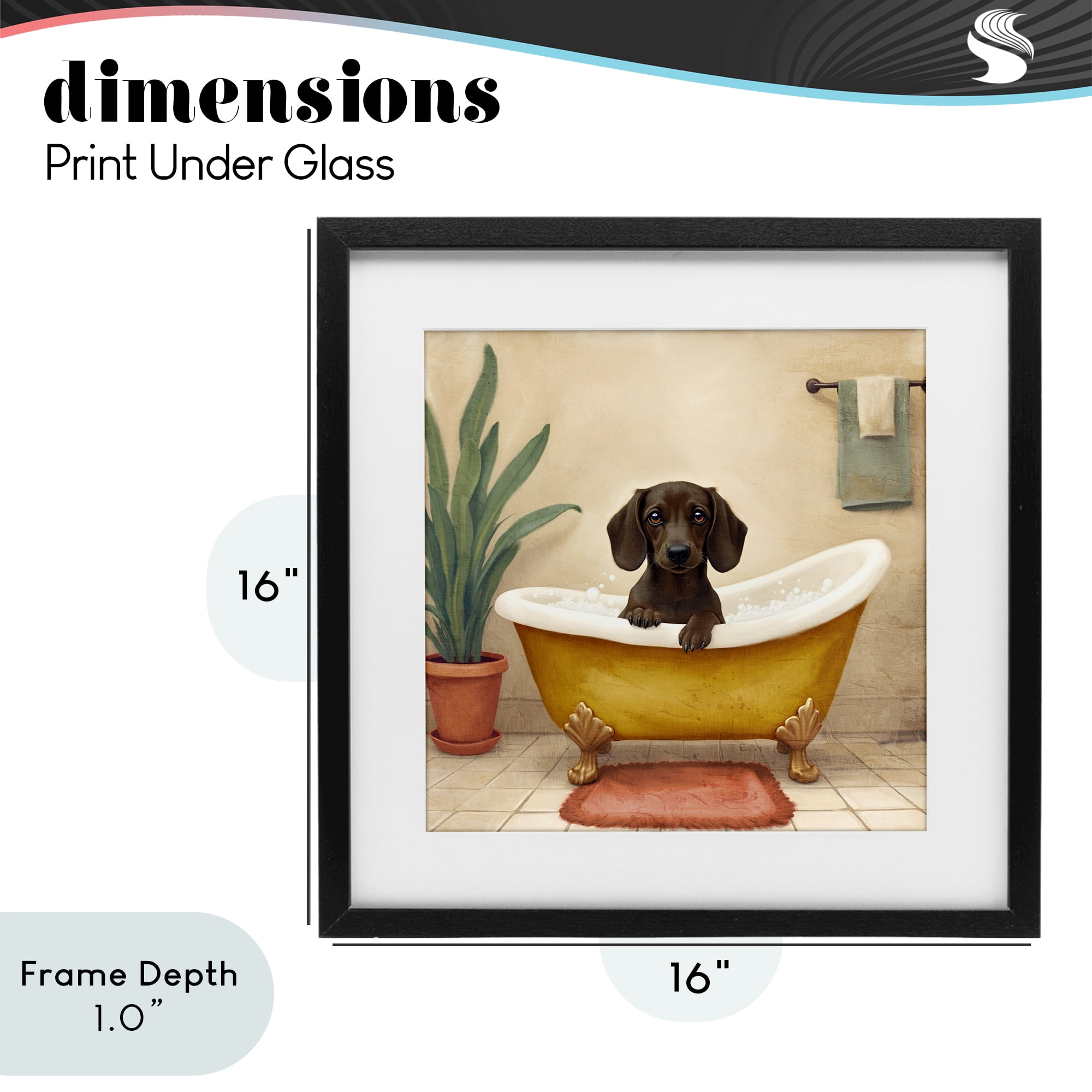 Stupell Industries Bubble Bath Brown Dog Black Framed Print Under Glass, design by Kim Allen