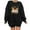 Black, variant on IROINNID Women's Long Sleeve Sweatshirt Round Neck Thigh-Length Print Loose Thanksgiving Pullover Tops Sweatshirt, Black