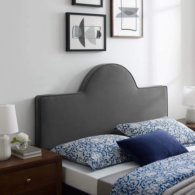 Pemberly Row Tête de Lit en Velours de Performance King/California King, Charbon