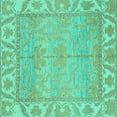 thumbnail image 1 of Ahgly Company Indoor Square Oriental Turquoise Blue Traditional Area Rugs, 4' Square, 1 of 4