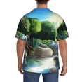 thumbnail image 3 of Lsque Bluey print Men's Cuban Collar Short Sleeve Shirt Summer Beachwear Casual Button Down Fashionable Vacation Leisure Shirt-Large, 3 of 7