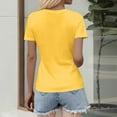 thumbnail image 2 of Ladies Tops And Blouses, Women Workout Cotton Short Sleeved V Neck Solid T-Shirt Basic Top Women'S Casual Long Sleeve Shirts Oversized T For White Collar Tops Denim Tops (L, Yellow) ZMTing, 2 of 4