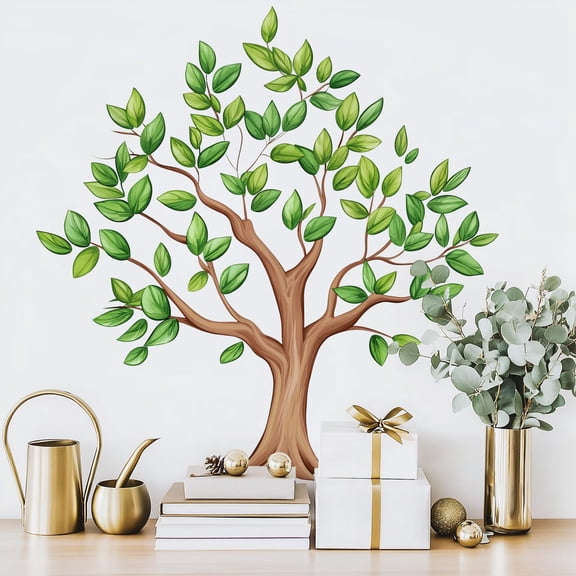 Large Forest tree wall stickers Tree Wall Decals Green Plants Jungle Wall Stickers Transparent Peel and Stick Living Room Bedroom Office Wall Decor glass decals