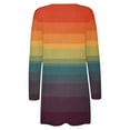 thumbnail image 4 of hoksml Cardigan for Women Fall Fashion Casual Long Sleeve Rainbow Stripe Printed Cardigan Loose Cover Up Open Front Sweaters Jackets with Two Pockets, Womens Cardigan Blouses on Clearance, 4 of 5