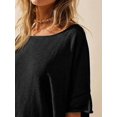 thumbnail image 5 of Women Crew‑Neck Oversized Short‑Sleeve T‑Shirt, Loose Drop‑Shoulder Side‑Slit Hem Casual Summer Tunic Blouse Tops, 5 of 15
