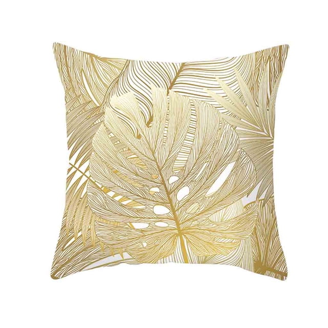 Jusqu'à 65 % de Rabais SMihono Housse en Polyester Imprimé Plante Dorée Housse de Coussin de Sofa Décoration Intérieure