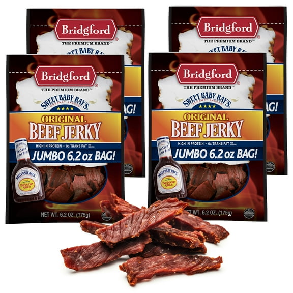 Bridgford Sweet Baby Ray’s Beef Jerky Original 6.2 oz Pack of 4