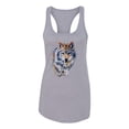 thumbnail image 2 of Wolf Oil Painting Animal Lover Ladies Racerback Tank Top, Heather Grey, X-Large, 2 of 3