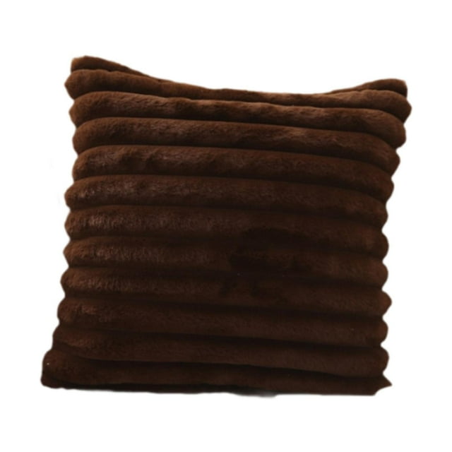 Funda de almohada de felpa de piel sintética, funda de almohada, funda de cojín para sofá, dormitorio, sala de estar, hotel, regalo de inauguración de Marrón oscuro