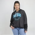 thumbnail image 6 of Women's Fanatics Charcoal Carolina Panthers Lightewight Modest Crop Lounge Helmet Arch Pullover Hoodie, 6 of 7