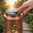 thumbnail image 6 of Solar Metal Lantern Outdoor Hanging Tabletop Decorative Light with Handle Cutout Pattern Cylinder Design for Garden Patio, 6 of 6
