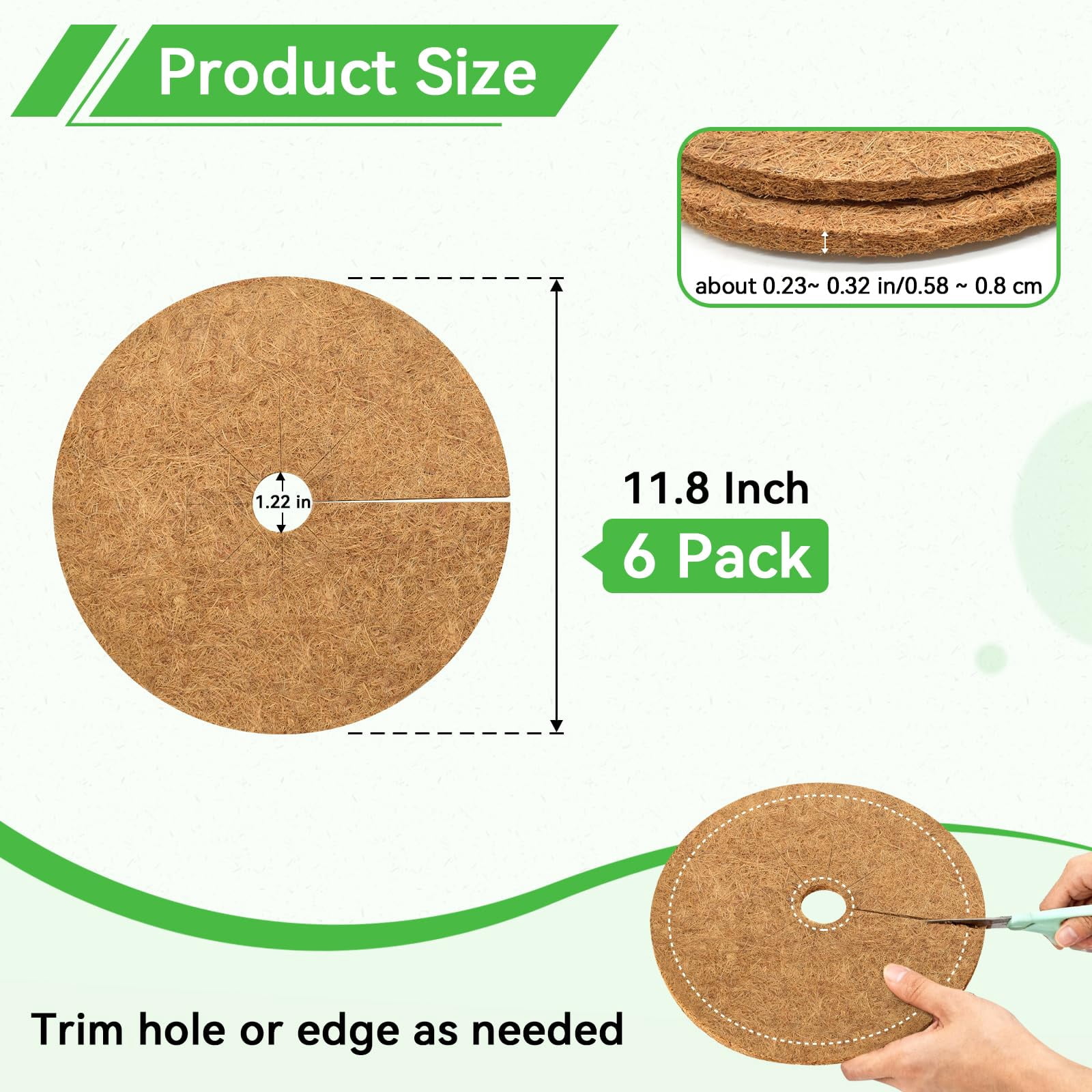 10 Pack Coconut Fiber Mulch Ring, 6 Inch Coco Coir Tree Ring Mulch Mat, 100% Natural Tree Protector Mat Plant Cover Ring Coconut Coir Discs Tree Mats Mulch Rings for Indoor Outdoor Trees Plants