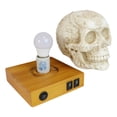 thumbnail image 5 of Mesoamerican Maya Aztec Skull LED Night Light Statue With USB Charging Wood Base, 5 of 7