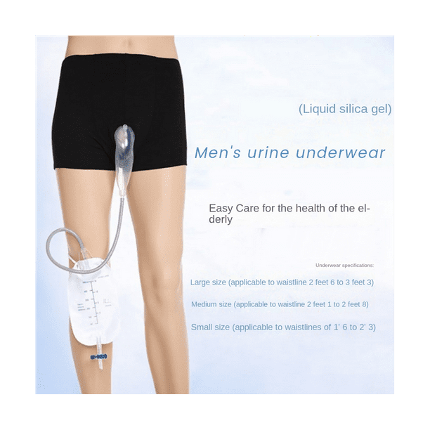 Men's Washable Incontinence Underwear Diaper Pants Urinary Incontinence  Wearing Underwear Leg Tied Urine Bag(Small) 