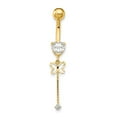thumbnail image 4 of Primal Gold 14 Karat Yellow Gold Cubic Zirconia Butterfly Chain Dangle Belly Ring, 4 of 4