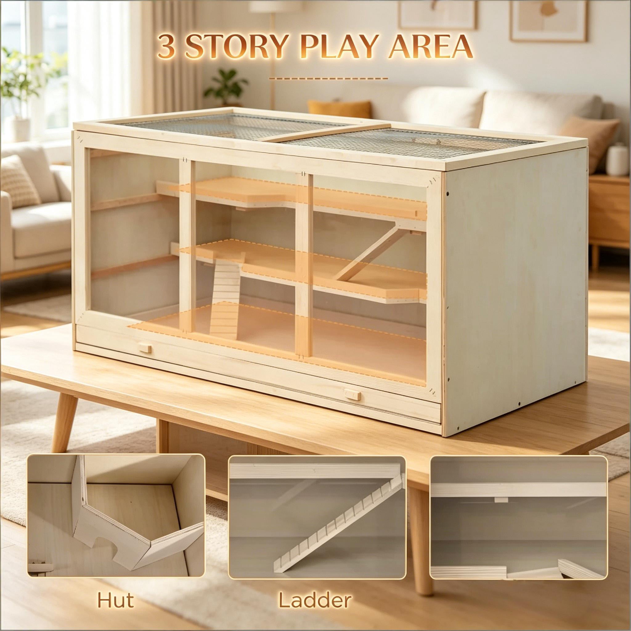 Small Animal Habitat, Rat Cage Wooden Hamster Cage Gerbil Cage