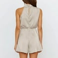 thumbnail image 4 of VBARHMQRT Womens 1 Piece Jumpsuits Dressy Womens Neck Summer Romper Satin Sleeveless Elastic Waist Casual Short Jumpsuit Rompers Sexy Romper for Women Going Out Bodycon Jumpsuit for Women Sexy Short, 4 of 5