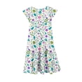 thumbnail image 4 of Zpanxa Robes d'Été pour Filles Manches Courtes Volantées Col Rond Imprimé Floral Taille Poche Robe Superposée Polyester Spandex Multicolore 6-7 Ans, 4 of 6