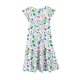 thumbnail image 3 of Vestido de verano para niña, de manga corta, con cuello redondo y estampado floral, de poliéster, con bolsillos y volantes., 3 of 5