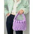 thumbnail image 5 of Women's Knit Clutch Bag Handmade Woven Polyeater Knit Satchel Purse Handbag Shoulder Solid Color Bag, 5 of 8