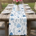 thumbnail image 5 of Valentine's Day Blue Cotton Linen Table Runner for Dining Kitchen, Spring Love Leaves Botanical Wedding Outdoor Party Tablerunners Decoration, Dresser Scarf Coffee Tablecloth Runners 13x60 Inches, 5 of 8