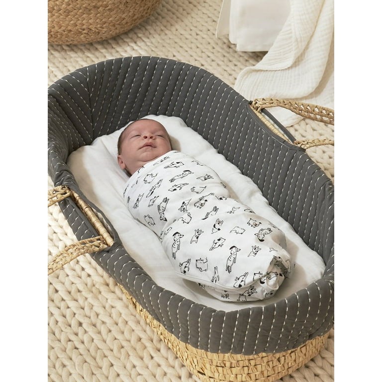 Modern Moments by Gerber Baby Toddler Boy XL Soft Swaddle Blankets 2 Pack White Puppy