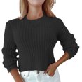 thumbnail image 1 of Suéter Grueso Suelto de Manga Larga Cuello Redondo Gibobby para Mujer Negro XL, 1 of 5