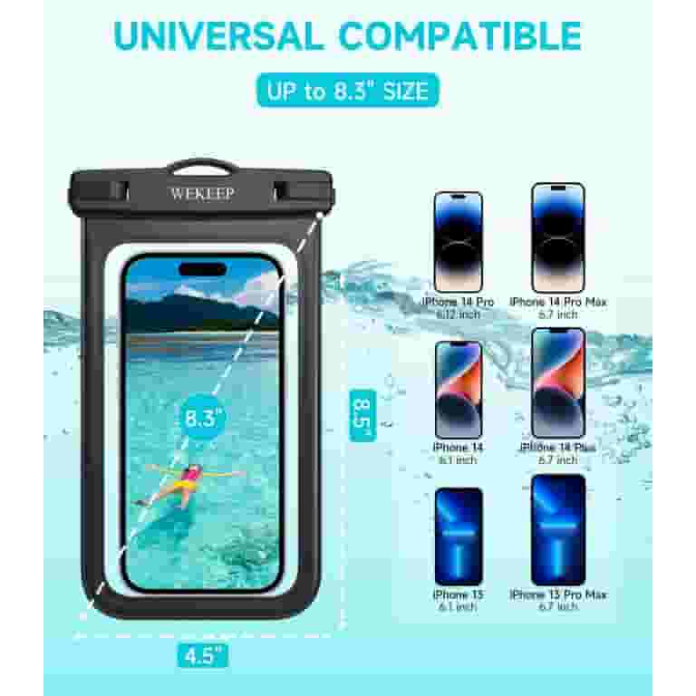 WEKEEP Waterproof Phone Pouch Pack IPX8, Outdoor Wet Case for