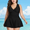 thumbnail image 4 of zaveiop Women's Plus Size Tankini Swimsuits Swim Dress Two Piece Bathing Suits V Neck Swimwear with High Waist Boyshorts (Black, 4XL), 4 of 7