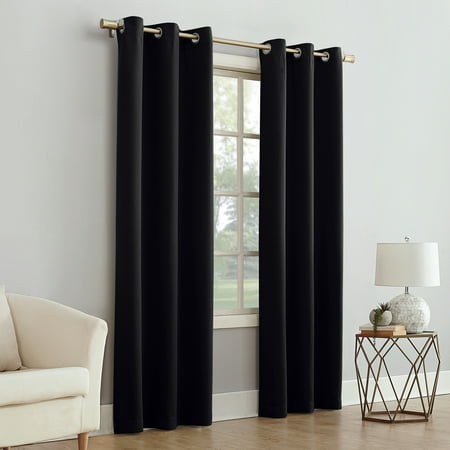 mainstays blackout energy efficient grommet single curtain panel  40 x63   black