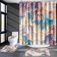 thumbnail image 5 of 4 Pcs Bathroom Shower Curtain Set,Bathroom Sets with Rugs(Bath Mat,U Shape and Toilet Lid Cover Mat) and 12 Hooks,Sky Blue Honeycomb Marble, 5 of 7
