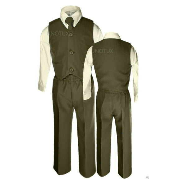 Olive GREEN Vest Suit Set Formal Infant Toddler Boy Wedding 12M 18M 24M 2T 3T 4T
