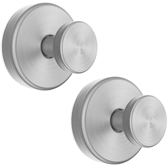 Vacuum Suction Cup Hooks for Shower, Shower Hooks for Inside Shower Glass Window, Mirror, No Drill Towel Hooks for Bathrooms, Bath Robe Coat Looafh Wreath Hook for Hanging - 2 Pack, Silver