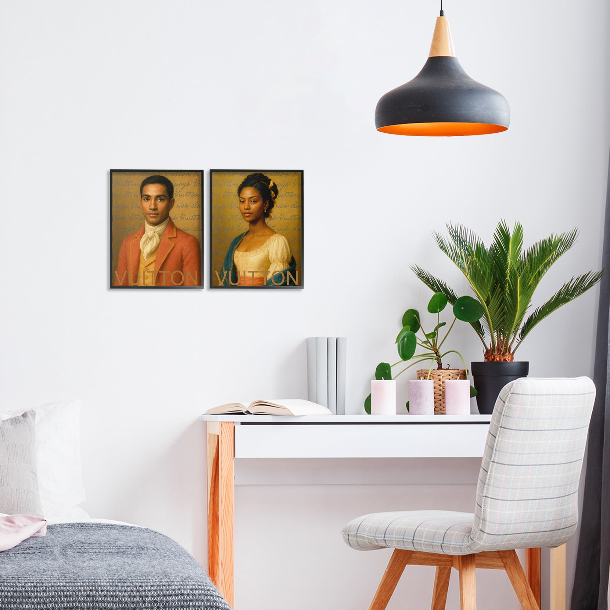 Stupell Industries Vintage Fashion Pair 2 Piece Black Framed Giclee Art Set, design by Grotto Studios