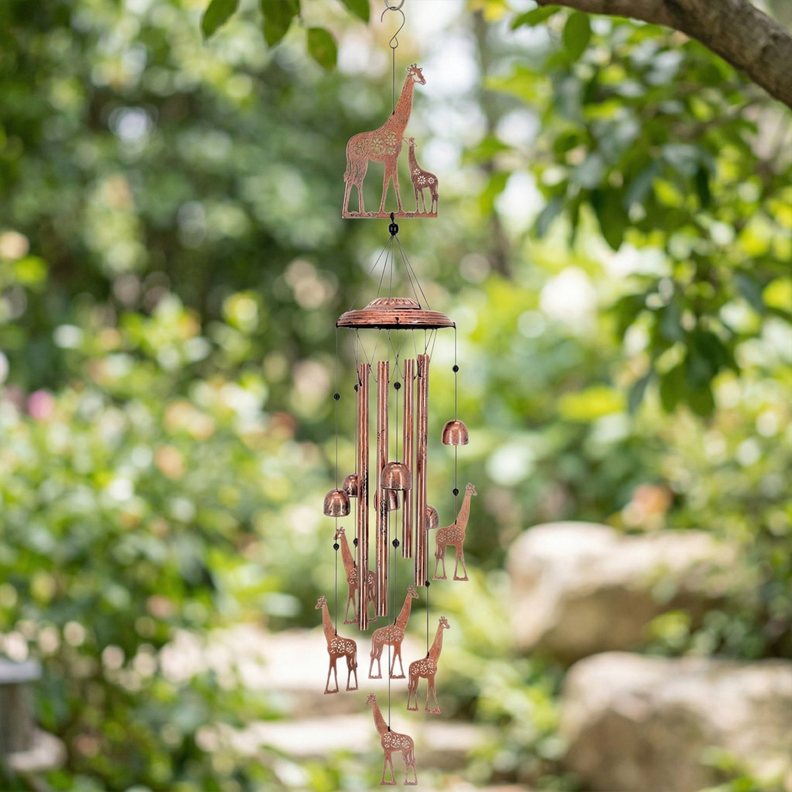 Yucurem Giraffe Wind Chime for Outside, Handmade Metal Garden Wind Chimes, Melodic Weatherproof Wind Bell for Patio Porch Decor