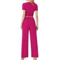 thumbnail image 3 of MINTREUS Lounge Sets for Women Short Sleeve Tops Wide Leg Pants Comfy Loungewear Two Piece Outfits with Pocketed, 3 of 6