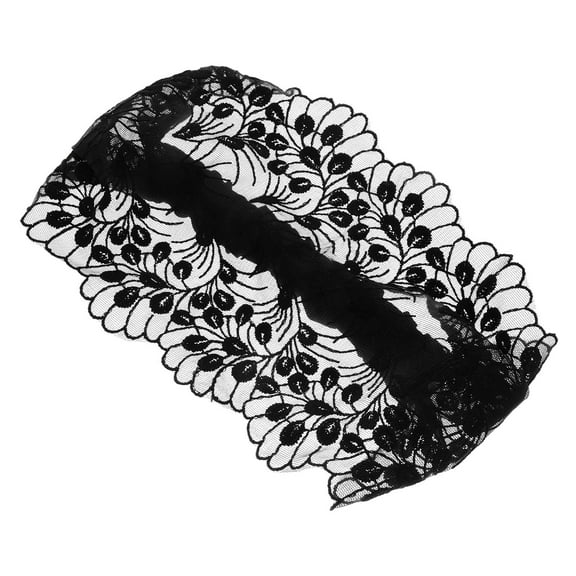 OFFIGAM Black Floral Lace Headwrap Wide Lace Headband for Skincare and Makeup with Antislip Hold