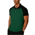 thumbnail image 1 of Casual Short Sleeve Shirts for Men, Flannel Collar Open Front Button Down, Solid Color Polyester Top,, 1 of 6