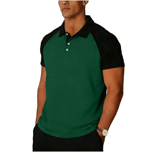 Casual Short Sleeve Shirts for Men, Flannel Collar Open Front Button Down, Solid Color Polyester Top,