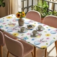 thumbnail image 3 of Easter Table Cloths for 6 Foot Rectangle Tables, Spring Watercolor Bunny Eggs Daisy Flowers Patio Waterproof Elastic Fitted Tablecloths, Washable Rectangular Table Cover for Camping, 3 of 8