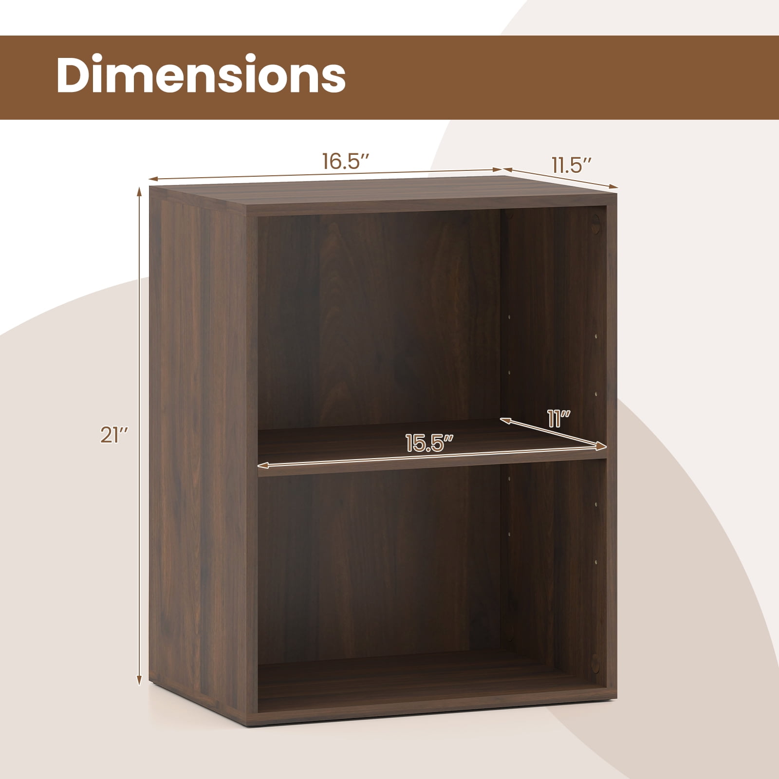 Gymax 2-Cube Bookcase Floor Standing Open Bookshelf w/ 5-Position Adjustable Shelf Modern Display Shelf Cubby Storage Organizer for Living Room