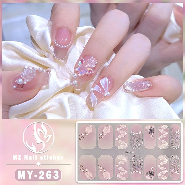 Pegatinas de uñas de Gel semicuradas DIY, pegatinas de uñas de larga duración, Color sólido, flores frescas en primavera, tiras de uñas, parche deslizante, calcomanía de cubierta completa