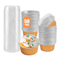 thumbnail image 3 of Dessert Cups with Lids, 50 Pack Gold Aluminum Foil Baking Cups Holders, Cupcake Bake Utility Ramekin, 3 of 4