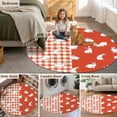 thumbnail image 5 of Japanese Rabbits Round Area Rug 5Ft Washable Circle Rugs for Living Room Bedroom, Vintage Orange Red Plaid Farmhouse Non-Slip Carpet Floor Mats Indoor Outdoor Carpet Runner Aesthetic Home Decor, 5 of 8