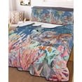 thumbnail image 3 of Quilts Queen Size Bedding Set, Turtle Coastal Lightweight Quilted Comforter, Nautical Summer Beach Coral Octopus Blue Wooden Soft Bedspread Coverlet with Pillow Covers for All Season, 90" x 96", 3 of 7